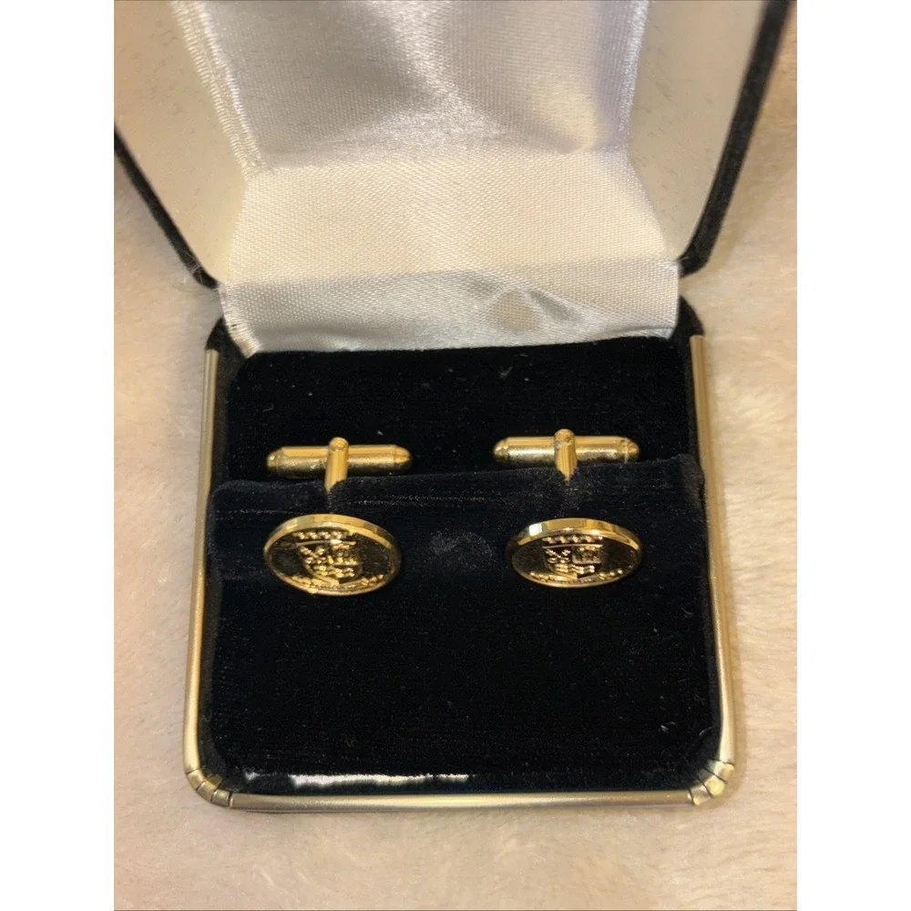 Gold Tone Cufflinks With Crest